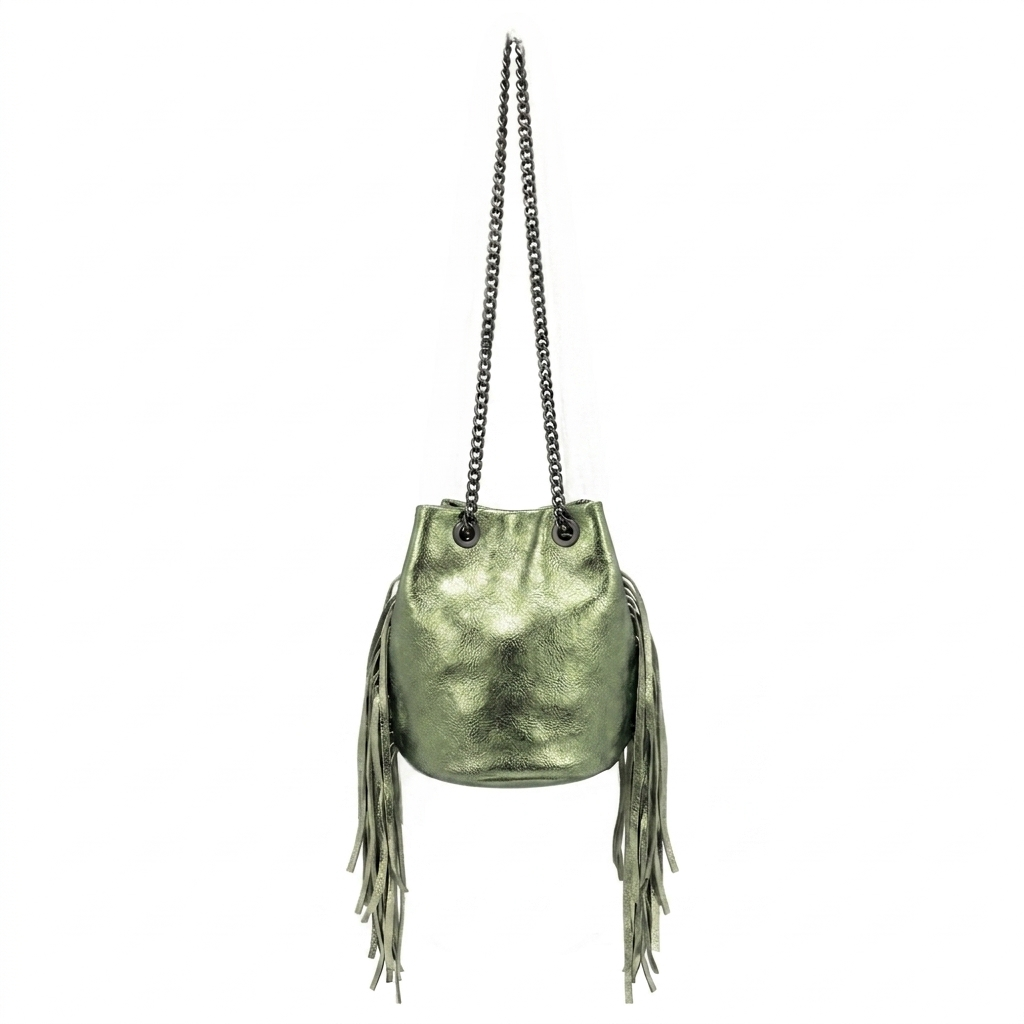 Sac bourse Anoki en cuir irisé ~ Kaki