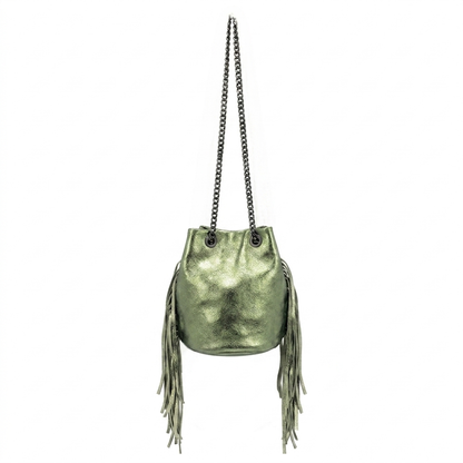 Sac bourse Anoki en cuir irisé ~ Kaki