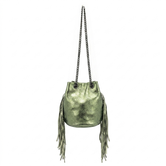 Sac bourse Anoki en cuir irisé ~ Kaki