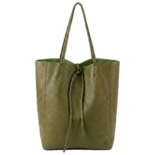 Taima sac shopper en cuir ~ Vert olive