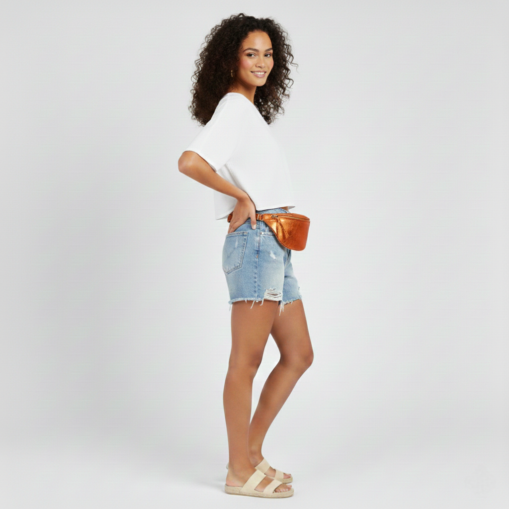 Sac banane en cuir irisé Dyani ~  Orange