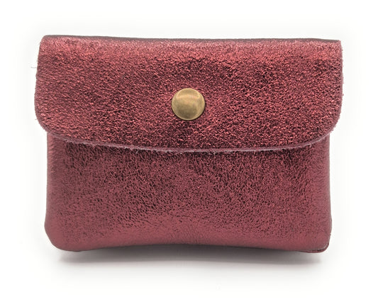 Porte-monnaie Aponi en cuir irisé italien ~ Bordeaux