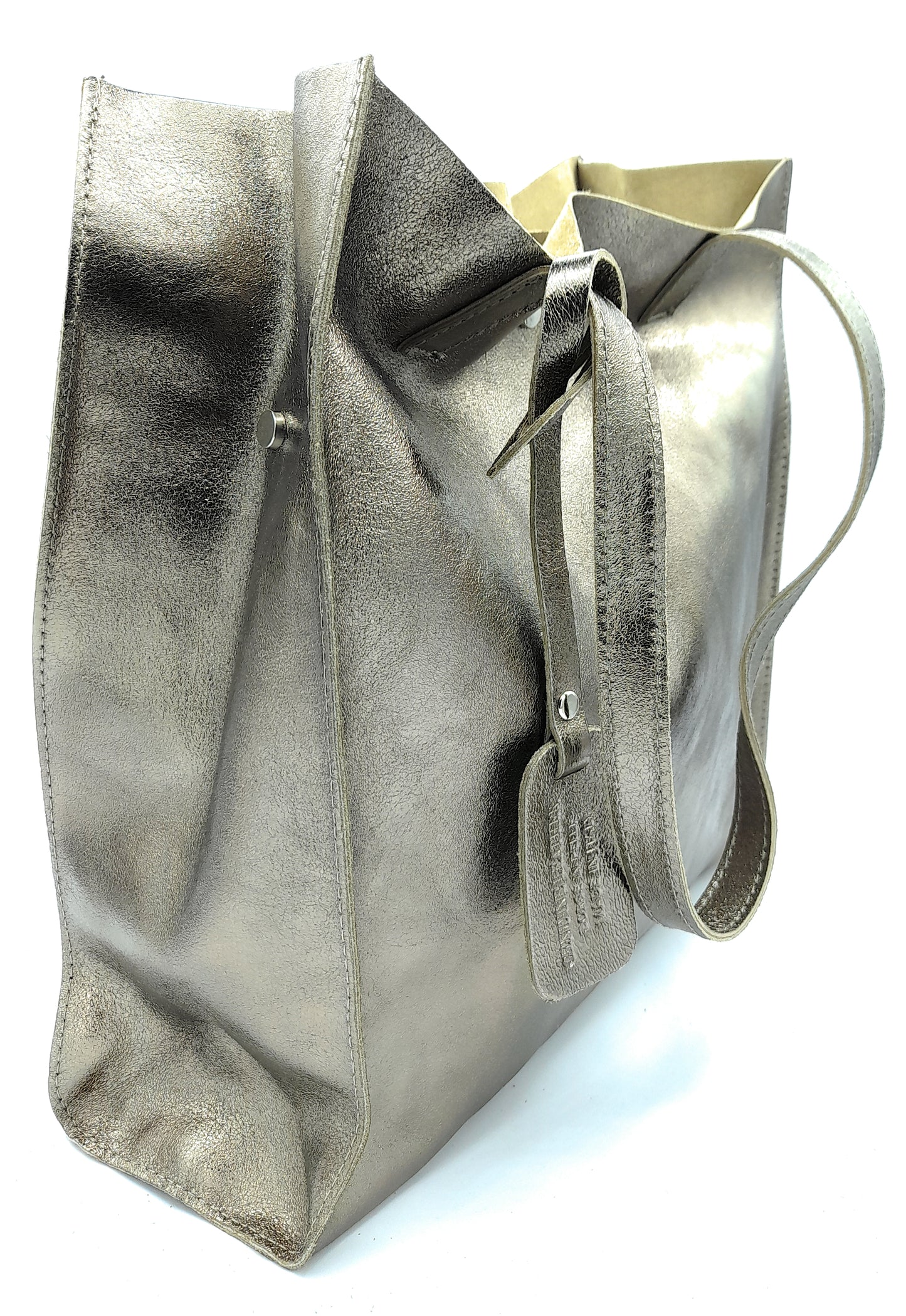 Sac shopper Dena en cuir irisé ~ Étain