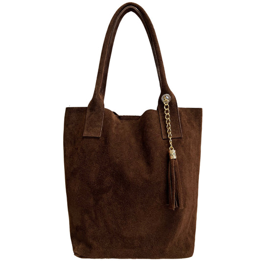 Sac shopper Aiyana en cuir suédé ~ Marron