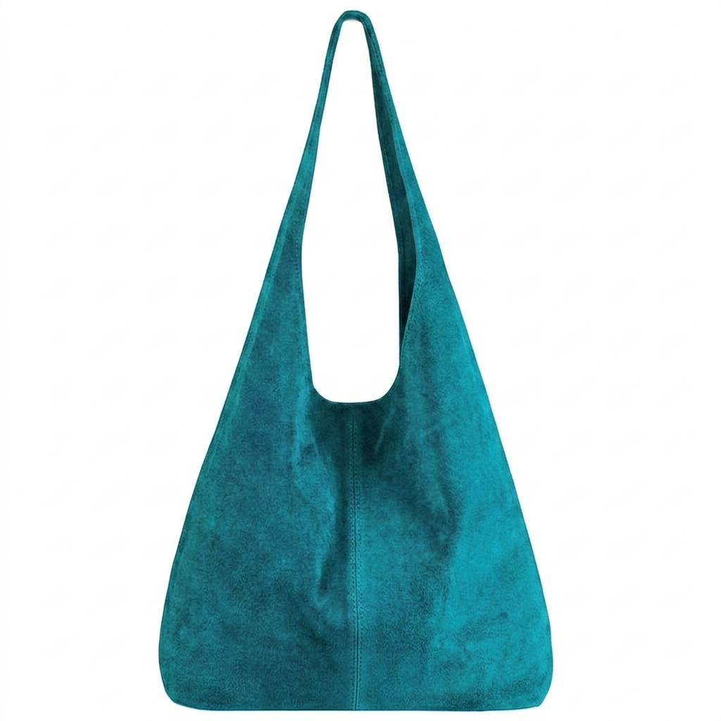 Sac cabas hobo cuir suédé Lulu ~ Turquoise