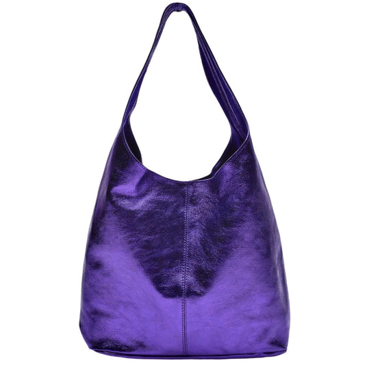Sac cabas hobo en cuir irisé Lulu ~ Violet