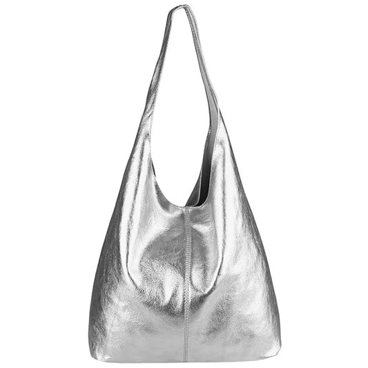 Sac cabas hobo en cuir irisé Lulu ~ Argenté