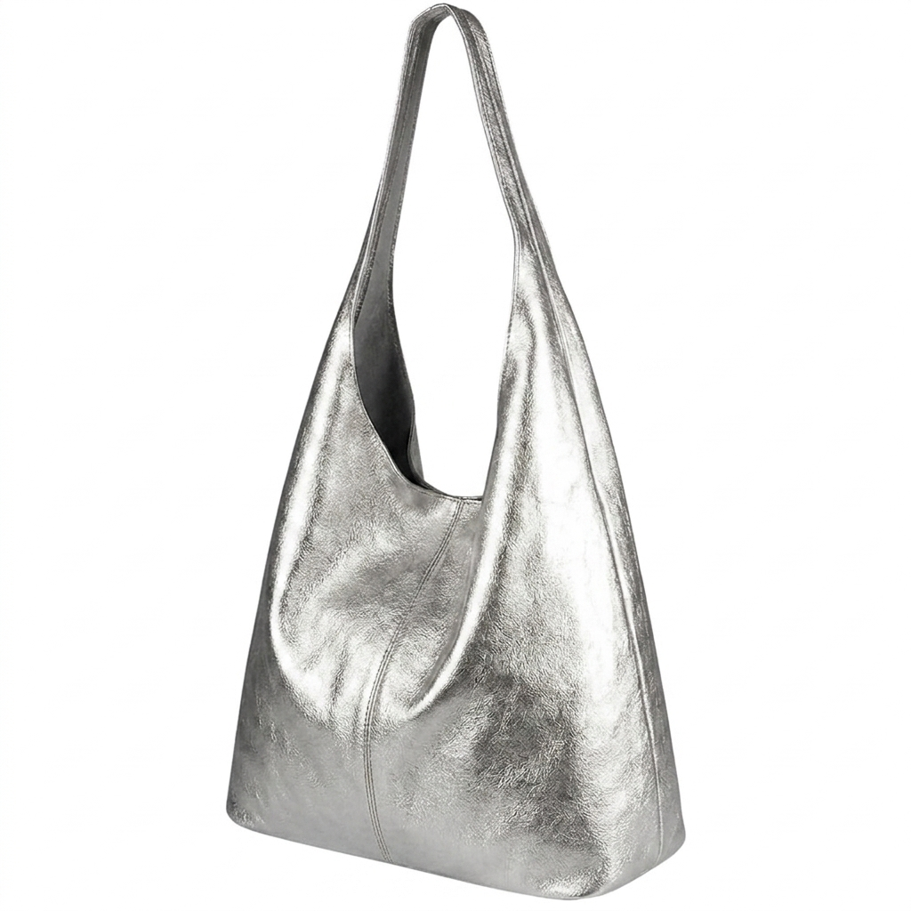 Sac cabas hobo en cuir irisé Lulu ~ Argenté