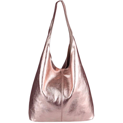 Sac cabas hobo en cuir irisé Lulu ~ Champagne