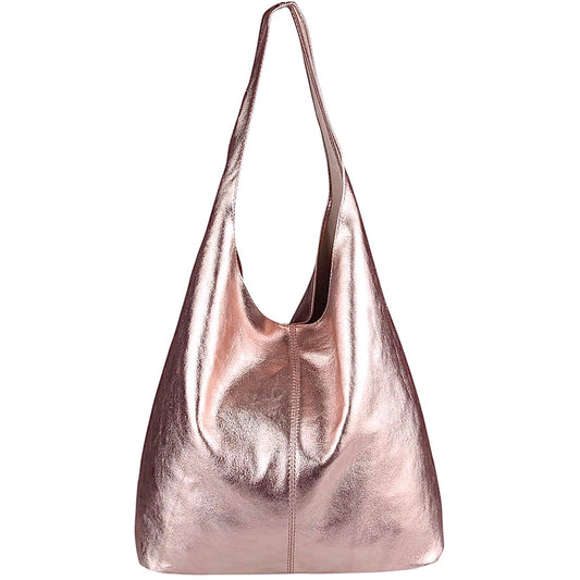 Sac cabas hobo en cuir irisé Lulu ~ Champagne