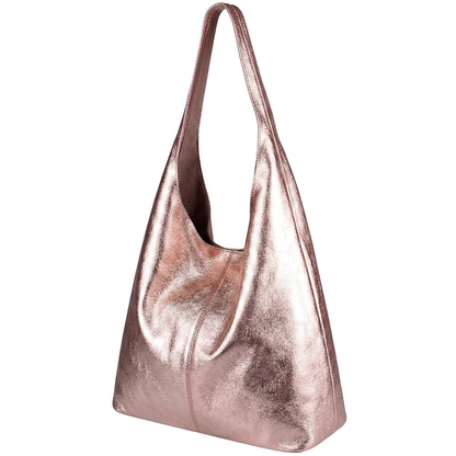 Sac cabas hobo en cuir irisé Lulu ~ Champagne