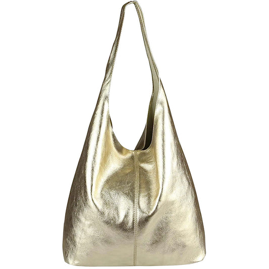 Sac cabas hobo en cuir irisé Lulu ~ Doré