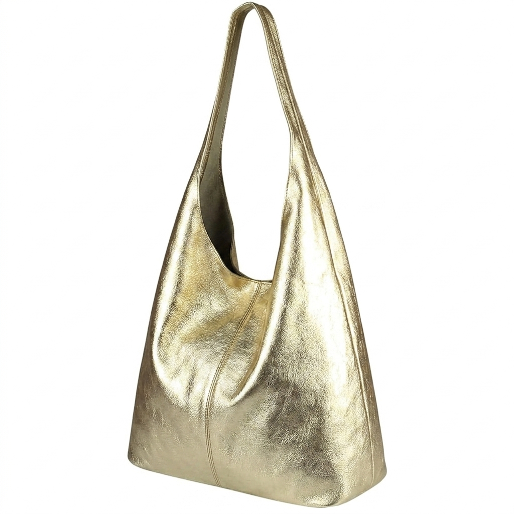 Sac cabas hobo en cuir irisé Lulu ~ Doré