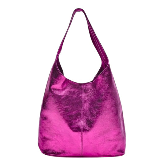 Sac cabas hobo en cuir irisé Lulu ~ Fuchsia