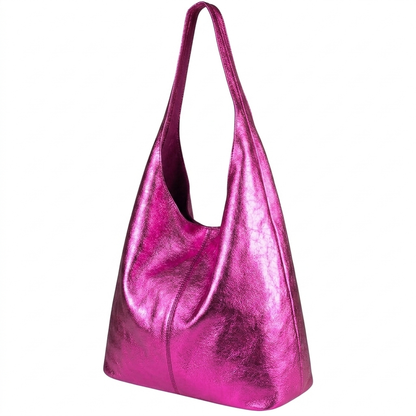Sac cabas hobo en cuir irisé Lulu ~ Fuchsia