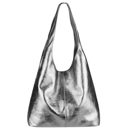 Sac cabas hobo cuir irisé Lulu ~ Gris anthracite