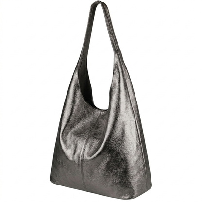 Sac cabas hobo cuir irisé Lulu ~ Gris anthracite