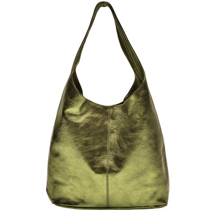 Sac cabas hobo en cuir irisé Lulu ~ Kaki