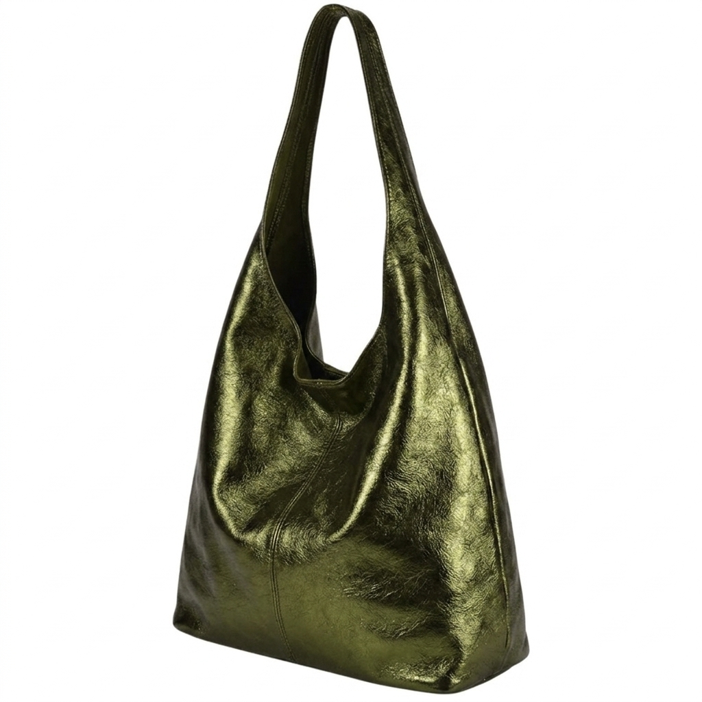 Sac cabas hobo en cuir irisé Lulu ~ Kaki