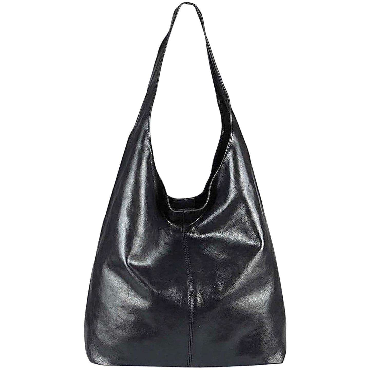 Sac cabas hobo en cuir irisé Lulu ~ Noir