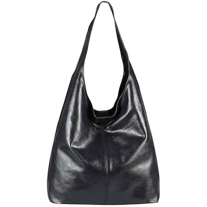 Sac cabas hobo en cuir irisé Lulu ~ Noir