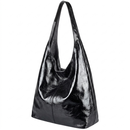 Sac cabas hobo en cuir irisé Lulu ~ Noir