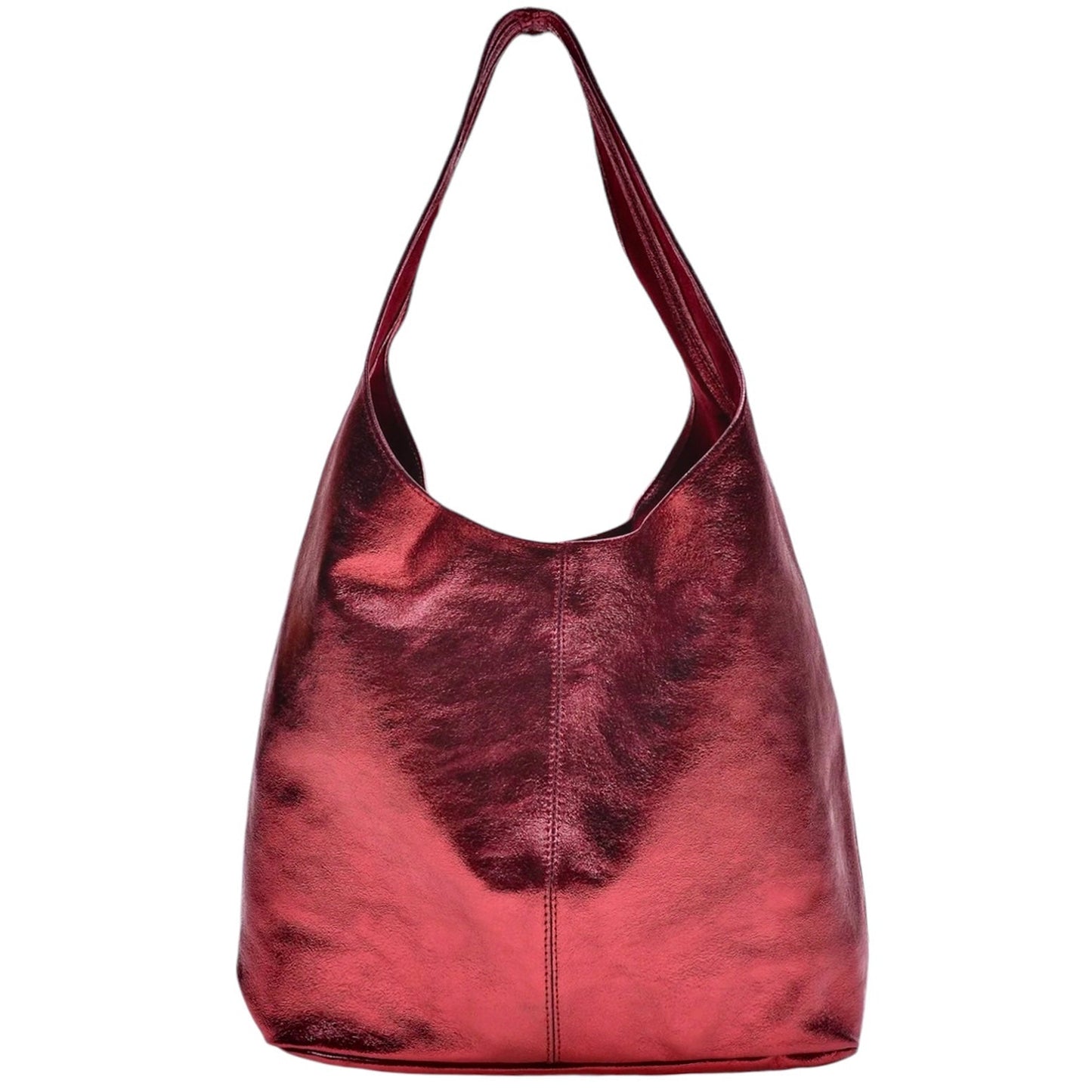 Sac cabas hobo en cuir irisé Lulu ~ Rouge