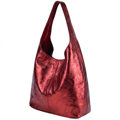 Sac cabas hobo en cuir irisé Lulu ~ Rouge