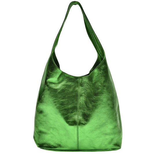 Sac cabas hobo en cuir irisé Lulu ~ Vert émeraude