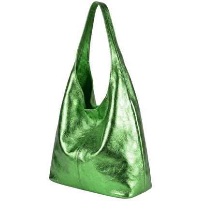 Sac cabas hobo en cuir irisé Lulu ~ Vert émeraude