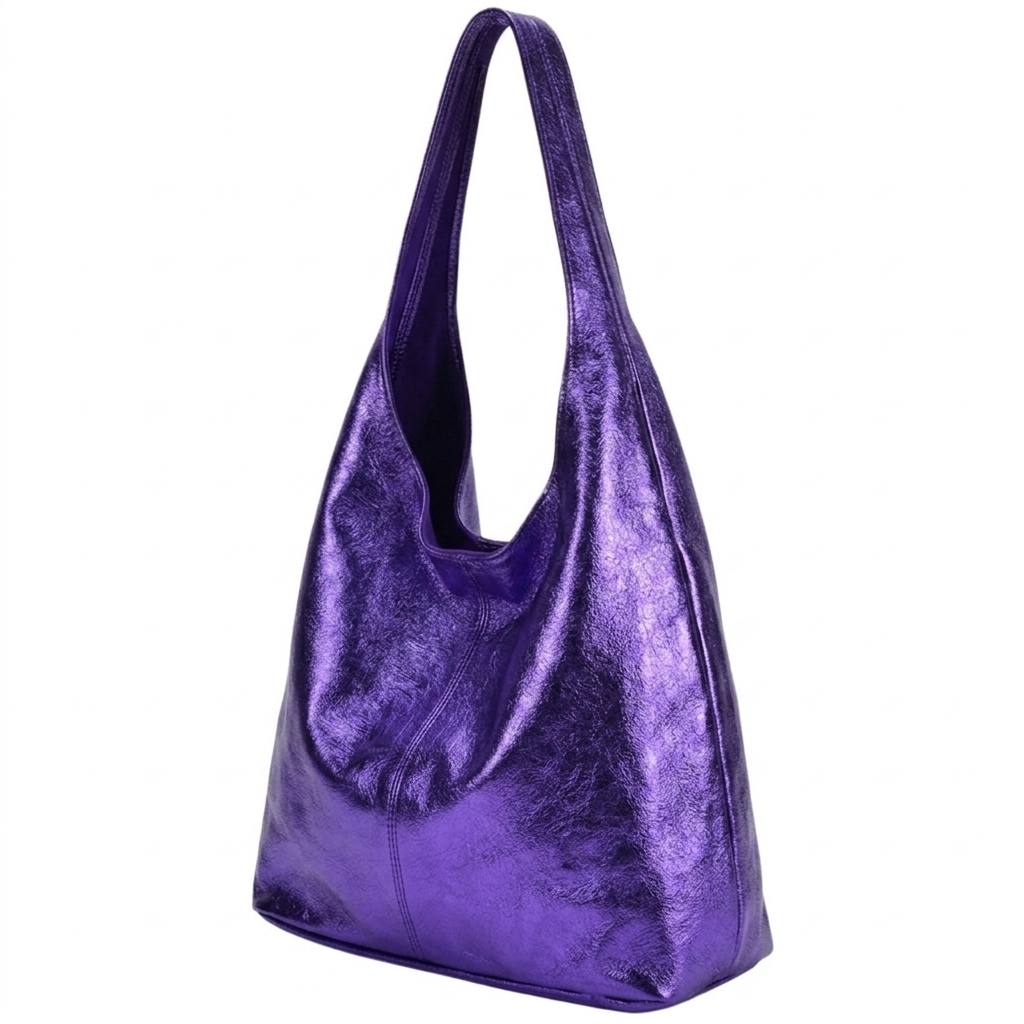 Sac cabas hobo en cuir irisé Lulu ~ Violet